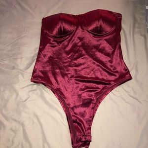 Burgundy Velour Body suit